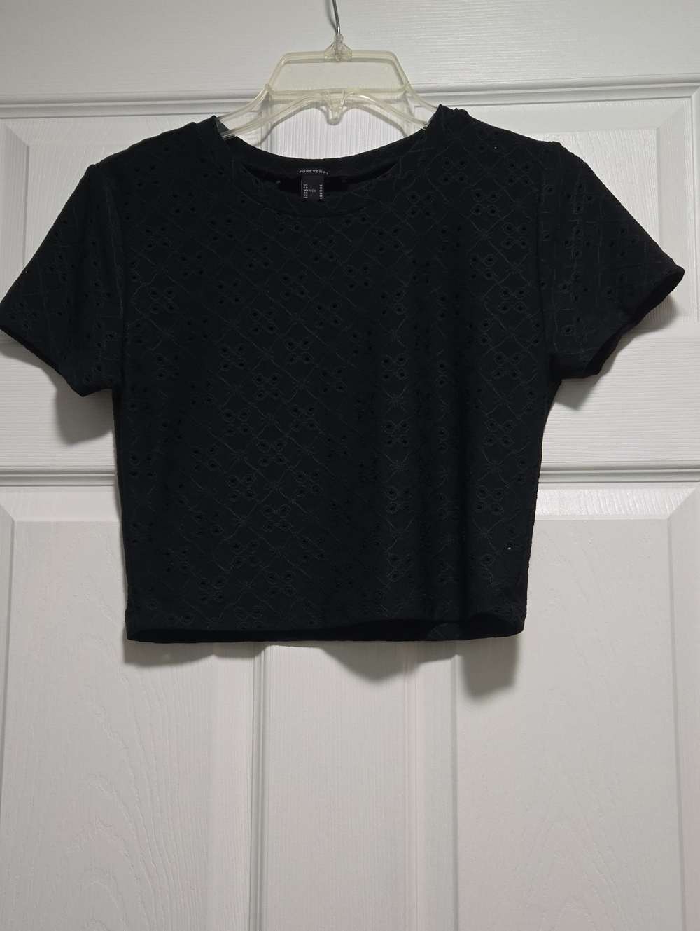 Forever 21 Black Eyelet Crop Top